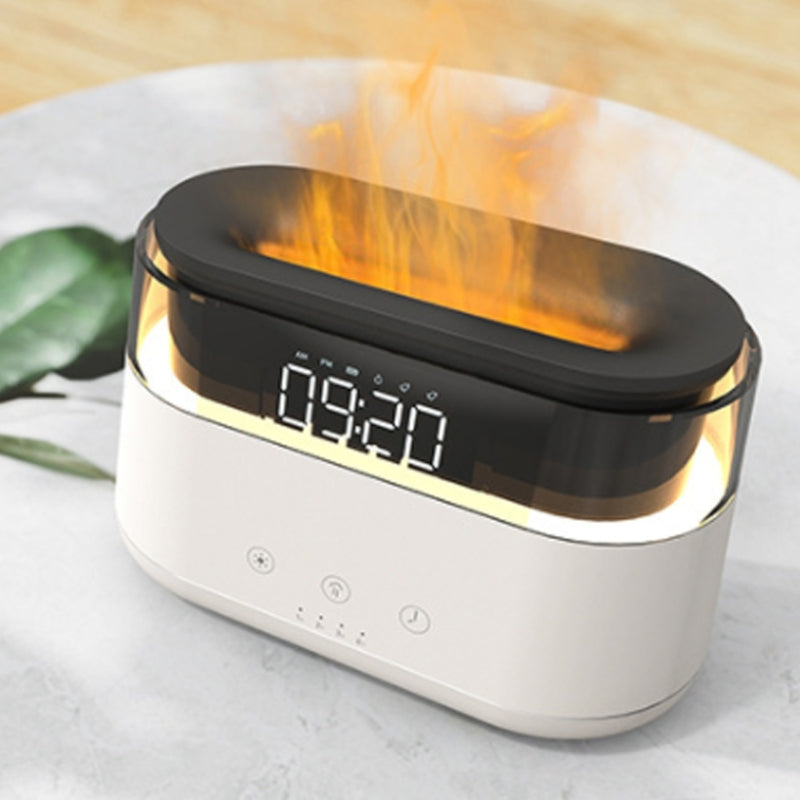 Flame Humidifier with Clock – Smart Aroma Diffuser & Timer for Bedroom