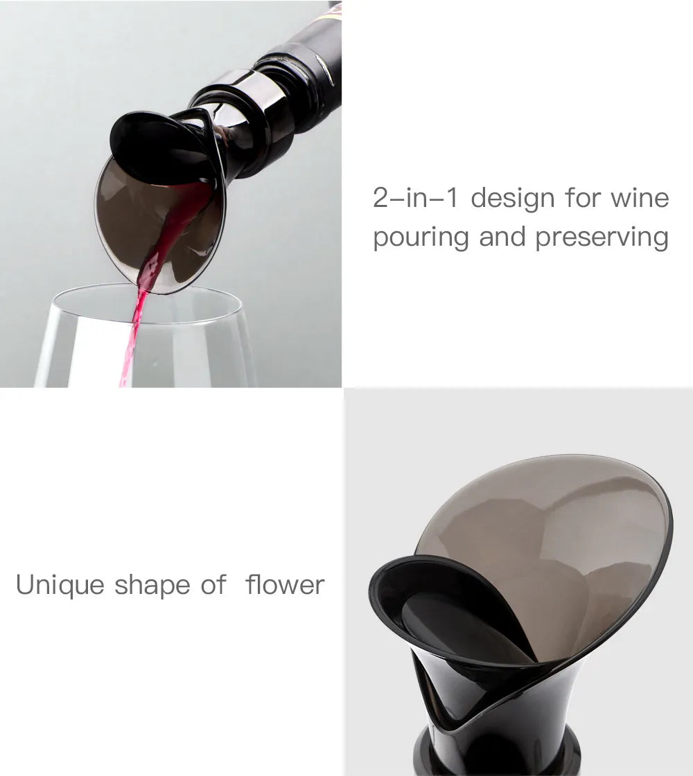 2-in-1 Wine Pourer & Fresh Keeping Stopper – Petal Design