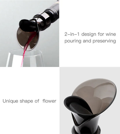 2-in-1 Wine Pourer & Fresh Keeping Stopper – Petal Design