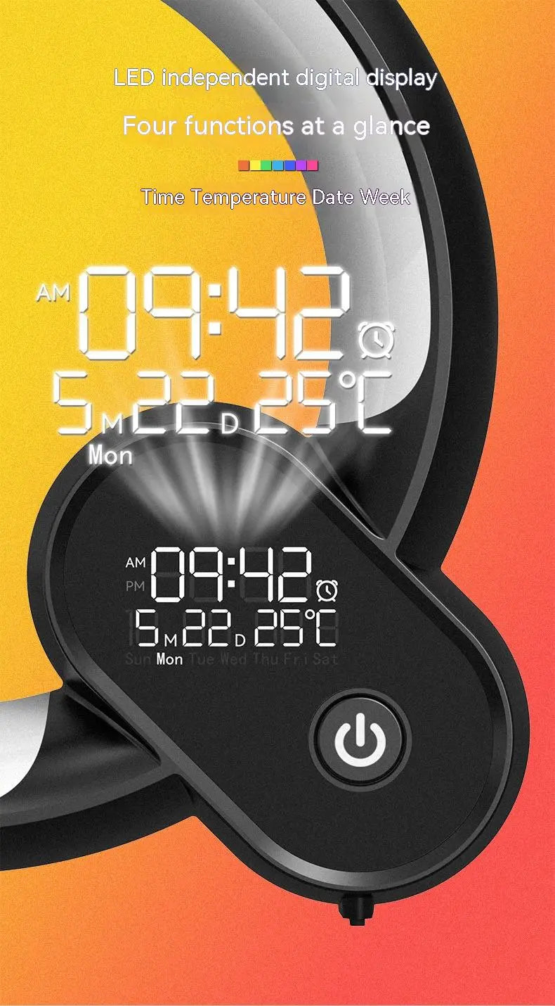 Creative Q Smart Sunrise Alarm Clock with Bluetooth Speaker & Ambient Light