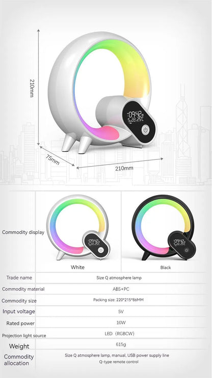 Creative Q Smart Sunrise Alarm Clock with Bluetooth Speaker & Ambient Light