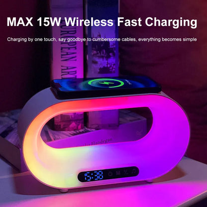 3-in-1 Smart LED Night Light with Wireless Charger & Alarm Clock