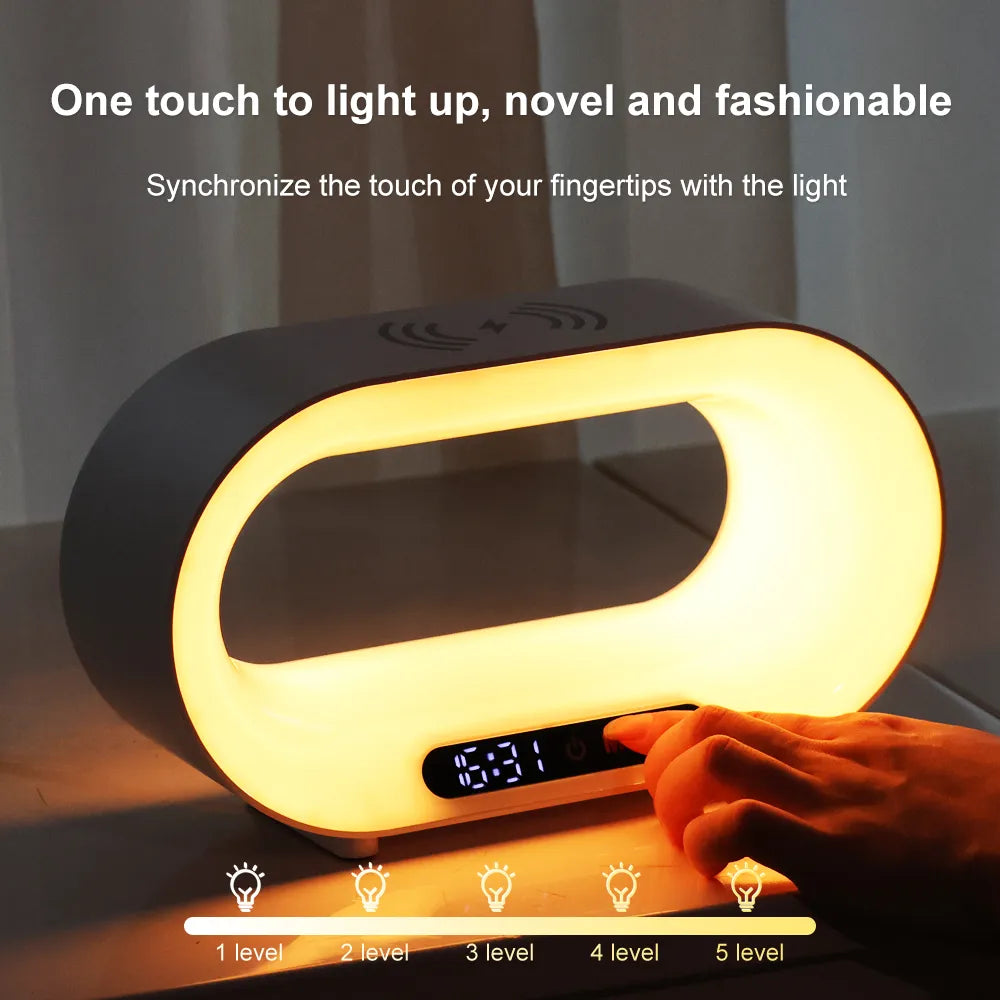 3-in-1 Smart LED Night Light with Wireless Charger & Alarm Clock