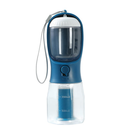 3-in-1 Portable Pet Travel Water Bottle – Food Container & Waste Bag Holder