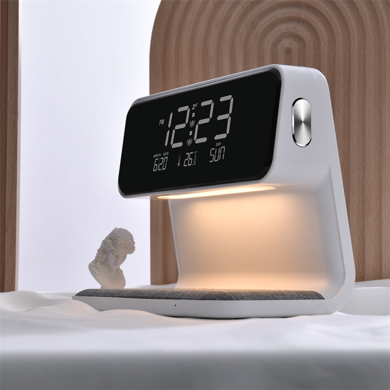 3-in-1 Smart Bedside Lamp | Wireless Charger + Alarm Clock + Ambient Light