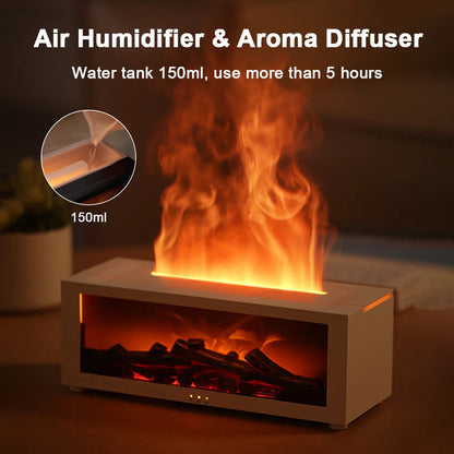 3D Flame Aromatherapy Humidifier – Essential Oil Diffuser & LED Fireplace Mist