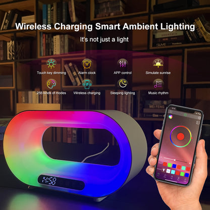 3-in-1 Smart LED Night Light with Wireless Charger & Alarm Clock