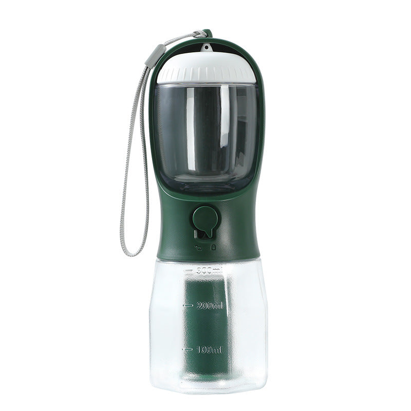 3-in-1 Portable Pet Travel Water Bottle – Food Container & Waste Bag Holder