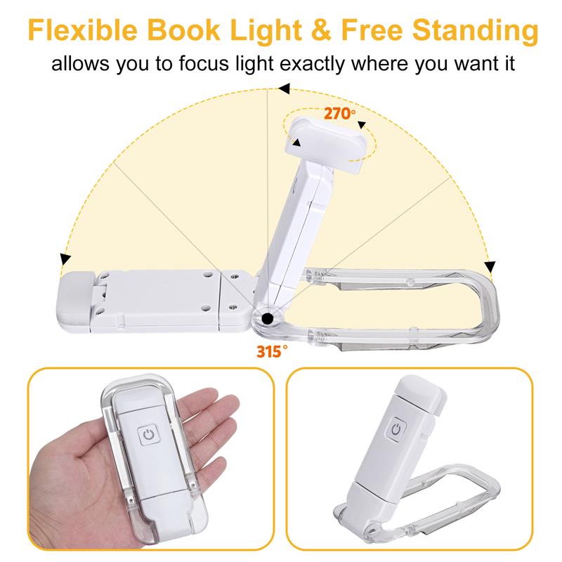 USB Rechargeable Clip-On Book Light – Adjustable Eye Protection Reading Lamp